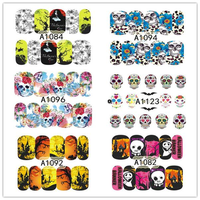 1 Sheet Halloween Nail Art Stickers Skull Pumpkin Bat
