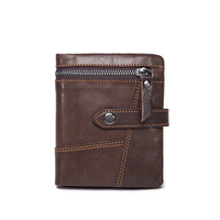 10 Card Slots Cowhide Leather Wallet Solid Vintage Card Holder Coin Bag For Men