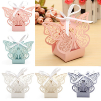 10 Pcs Butterfly Lace Hollow Out Paper Candy Boxes Wedding Favors Sweets Bags Table Decoration