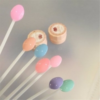 100Pcs Ladle-shape False Nail Art Tips Sticks Polish Gel Salon Display Chart Practice Tool with Ring