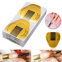 100Pcs Nail Form Sticker Large Gold Extension Guide Acrylic Tips UV Gel