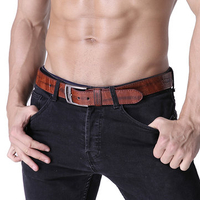 108CM Men Retro Cowboy Belt Leisure Wild Hollow Rivet Punk Leather Pin Belt Waistband Strips