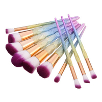 10Pcs Gradient Color Makeup Brushes Cosmetics Foundation Blending Professional Face Brush Set