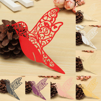 10Pcs Laser Cut Humming Bird Glass Place Cards Ivory Wedding Party Favor Accessories