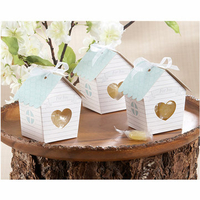 10pcs Mini House Candy Boxes With Clear Heart Wedding Favor Gift