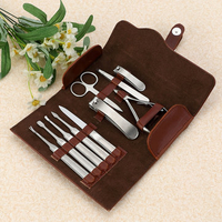 10Pcs Nail Clippers Set Stainless Steel Nipper Manicure Tools Kit Pusher Cleaner File With Bag