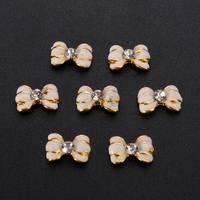 10Pcs/Pack Alloy White Bowknot Crystal Nails Art Decoration Tips DIY