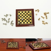 1:12 Scale Dollhouse Miniature Metal Chess Set Board Toys Home Room Ornaments