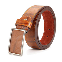 115CM Mens Business Brief Vogue Leather Belt Leisure Alloy Tablet Slide Buckle Belt