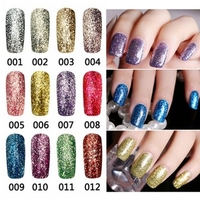12 Colors Bright Diamond-sliver Glitter Nail Art UV Gel Polish Soak Off