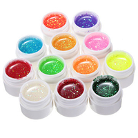 12 Colors Glitter UV Gel Builder Nail Art Polish Set
