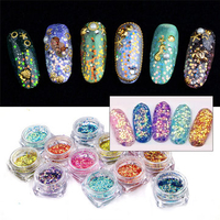 12 Colors Shining Nail Fish Stunning Sequins Dragon Scales Charming Tips Decoration Set