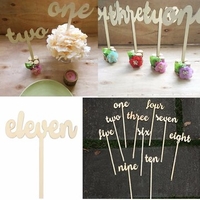 12 Pieces Number One to Twelve Place Wooden Card Wedding Birthday Party Table Decoration
