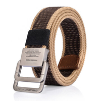 125CM Men Canvas Double Loop Belt Outdoor Tactical Alloy Buckle Durable Pants Waistband