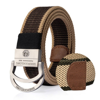 125CM Mens Canvas Double Ring Zinc Alloy Buckle Belt Outdoor Military Tactical Jeans Waistband
