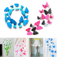 12PCS 3D Butterfly Art Design Stickers Decals Wall Home Decor Room Wedding Party Decorations