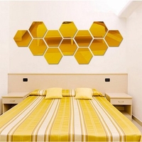 12Pcs 3D Mirror Hexagon Vinyl Removable Wall Sticker