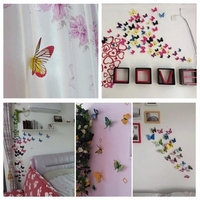 12Pcs 3D Yellow Butterfly Art Decals Wall Stickers Home Wedding Party Decoration