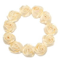 12Pcs 55mm Beige Artificial Silk Satin Roses Flower Heads Wedding Decoration DIY Craft