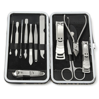 12Pcs Stainless Steel Nail Art Manicure Set Cuticle Clippers Pedicure Cutter Kit With Case