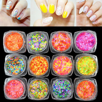 12Pcs/Set 1mm Mixed Colorized Nail Art Glitter Sequins Candy Color Round DIY Decoration
