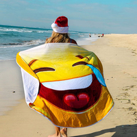 145x145cm Smiling Face Beach Yoga Towel Round Tapestry Bed Sheet Sunscreen Shawl