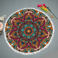 150cm Mandala Printed Beach Towel Yoga Mat Blanket Tapestry Tablecloth Tassel Silk Scarf
