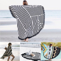 150x150cm Bohemian Style Thin Tassel Beach Towel Round Silk Scarf Bed Sheet Tapestry