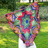 150X150cm Round Thin Chiffon Beach Yoga Towel Octagonal Flower Tapestry
