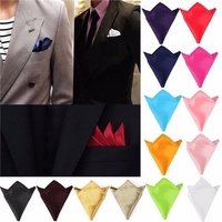 15Pcs/lot Men Satin Solid Plain Color Handkerchief Hanky Pocket Square Wedding Accessories