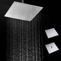 16inch Square Stainless Steel Rain Shower Head Bathroom Top Sprayer Bathroom Set