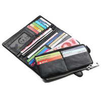 18 Card Holders Stitching Vintage Genuine Leather Coin Bag Casual Wallet For Men