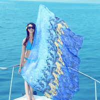 180*150CM Women Summer Long Scarves Chiffon Beach Towels Sunscreen Printed Soft Shawl