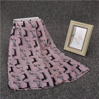 180*90CM Women Voile Dachshund Dog Print Animal Scarf Large Soft Shawl Wrap