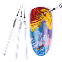 1Pc Acrylic Water Marble Dye Painting Pen Silver Drawing Flower Nail Polish Gel Pen Manicure Profess