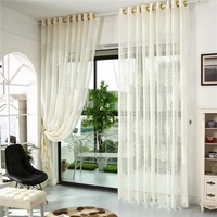 2 Panel Jacquard Hollow Out Punching Window Screening Sheer Curtains Home Decor
