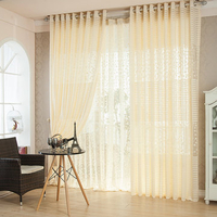 2 Panel Punching Breathable Jacquard Voile Sheer Curtains Window Screening Home Decor