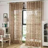 2 Panel Punching Jacquard Hollow out Voile Sheer Curtains Window Screening