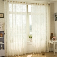 2 Panel White Punching Jacquard Breathable Voile Sheer Curtains Bedroom Living Room Window Screening