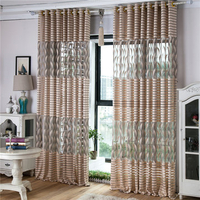 2 Panels Gray Jacquard Sheer Tulle Curtains Bedroom Balcony Hollow Out Window Screening Decor