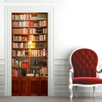 2 Pcs/Set Wall Stickers DIY Mural Bedroom Home Decor 3D Poster Retro Book Cabinet Decal