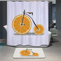 2 Sizes Eco-friendly Moldproof Shower Curtain Orange Bike Bathroom Products