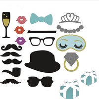 20Pcs Silver Bling Photo Booth Wedding Prop Welcome Mustache Mask Props