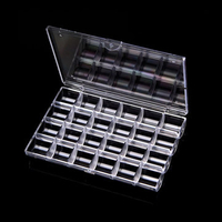 24 Grids Clear Acrylic Empty Storage Box Rhinestone Beads Jewelry Decoration Nail Art Display Case