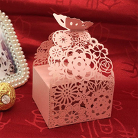 24Pcs Laser Cut Paper Butterfly Flower Hollow Out Candy Box Gift Party Wedding Favors