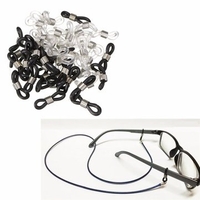 25pcs Eye Glasses Spectacle Chain Strap Holders Rubber Loop Ends Clear & Silver