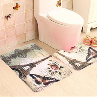 2PCS Super Absorbent Toilet Mat Set Bathroom Rug Floor Feet Cushion