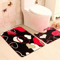 2pcs Caroset Bath Pedestal Mat Toilet Antislip Floor Rugs Set