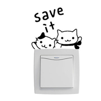 2Pcs Cute Switch Sticker Save It Wall Decal Electricity Conservation Socket