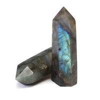 2pcs DIY Crystal Natural labradorite Quartz Crystal DT Wand Point Healing